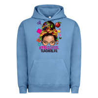 Pigment Pebble Blue preschool teacher life  messy bun Urban Hoodie - NancyCooperArtShop