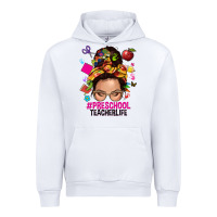 White preschool teacher life  messy bun Urban Hoodie - NancyCooperArtShop