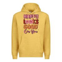 Antique Gold happy looks good on you Premium Hoodie - MaliasSmallBusiness