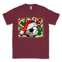 Burgundy Soccer Ball Christmas With Hat And Candy Cane Classic Tee - FaDigitalArtStudio