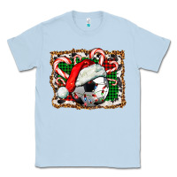 Dusty Blue Soccer Ball Christmas With Hat And Candy Cane Classic Tee - FaDigitalArtStudio