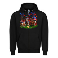 Black Barn farm animals 4th of July Zipper Hoodie - Neo Western