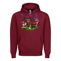 Burgundy Barn farm animals 4th of July Zipper Hoodie - Neo Western