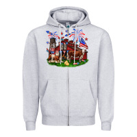 Heather Grey Barn farm animals 4th of July Zipper Hoodie - Neo Western