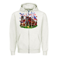 Oatmeal Heather Barn farm animals 4th of July Zipper Hoodie - Neo Western