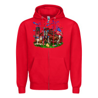 Red Barn farm animals 4th of July Zipper Hoodie - Neo Western