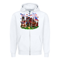 Barn Farm Animals 4th Of July Zipper Hoodie | Teevron