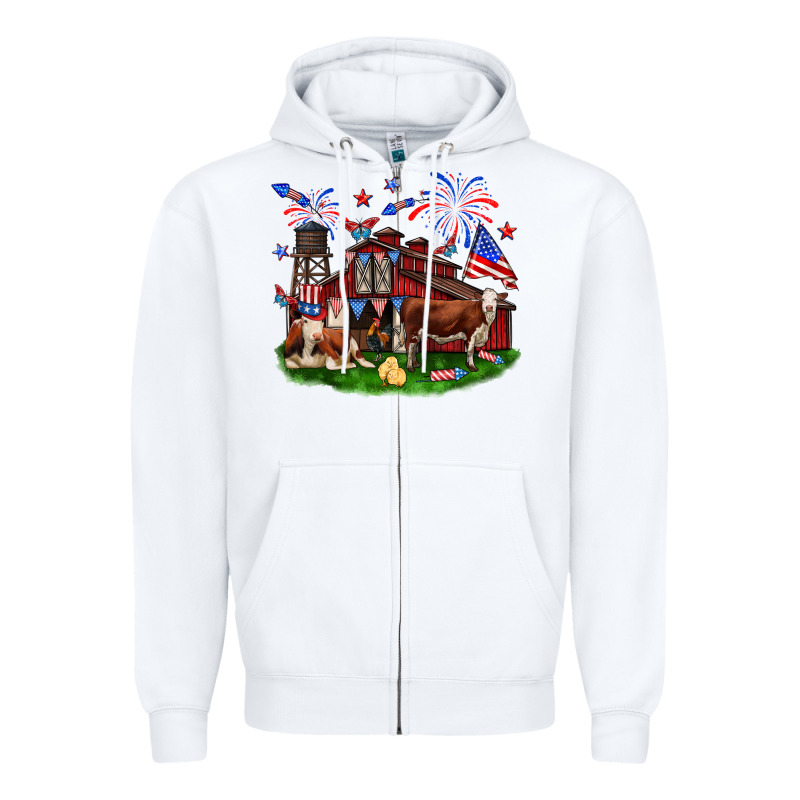 Barn Farm Animals 4th Of July Zipper Hoodie by Neo Western | Teevron