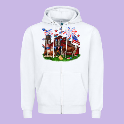 Barn Farm Animals 4th Of July Zipper Hoodie Designed By Neo Western