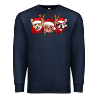 Navy christmas dogs corgi chihuahua frenchie Premium Sweatshirt - Jasminsmagicworld