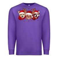 Purple christmas dogs corgi chihuahua frenchie Premium Sweatshirt - Jasminsmagicworld