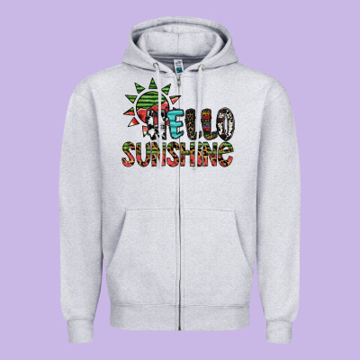 Hello Sunshine Zipper Hoodie Designed By Sublimationcraftshop