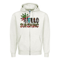 Oatmeal Heather hello sunshine Zipper Hoodie - SublimationCraftShop