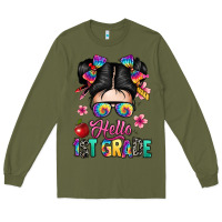 Army Green hello first grade Long Sleeve Tee - texasbilliewilder