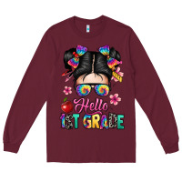 Burgundy hello first grade Long Sleeve Tee - texasbilliewilder