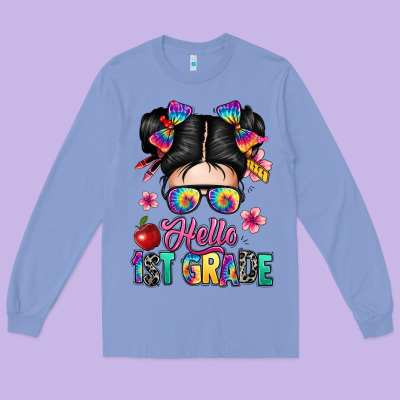 Hello First Grade Long Sleeve Tee Designed By Texasbilliewilder