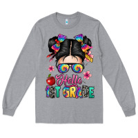 Heather Grey hello first grade Long Sleeve Tee - texasbilliewilder