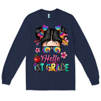 Navy hello first grade Long Sleeve Tee - texasbilliewilder