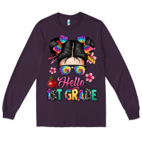 Plum hello first grade Long Sleeve Tee - texasbilliewilder