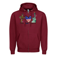 Burgundy Faith love Freedom 4th of july Zipper Hoodie - CowGirlArtShop