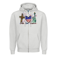 Dove Grey Faith love Freedom 4th of july Zipper Hoodie - CowGirlArtShop