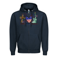Navy Faith love Freedom 4th of july Zipper Hoodie - CowGirlArtShop