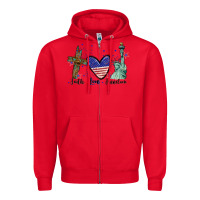 Red Faith love Freedom 4th of july Zipper Hoodie - CowGirlArtShop