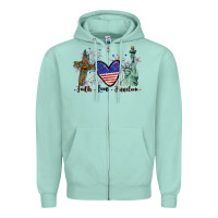 Seafoam Faith love Freedom 4th of july Zipper Hoodie - CowGirlArtShop