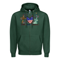 Sports Green Faith love Freedom 4th of july Zipper Hoodie - CowGirlArtShop