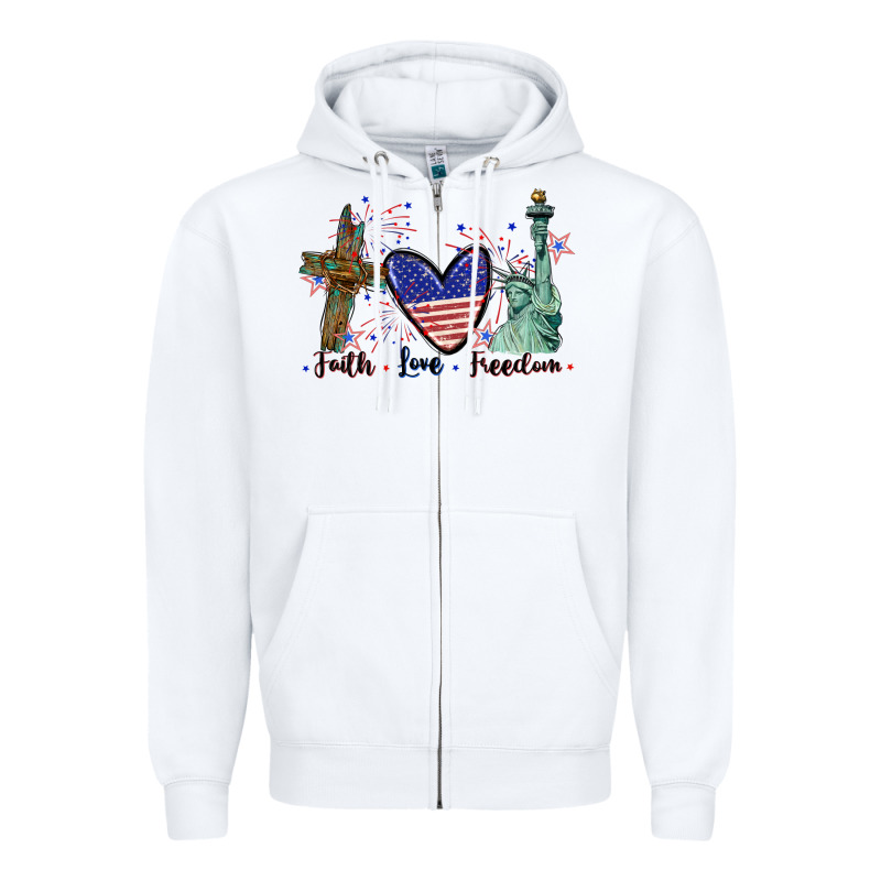 Faith Love Freedom 4th Of July Zipper Hoodie by CowGirlArtShop | Teevron