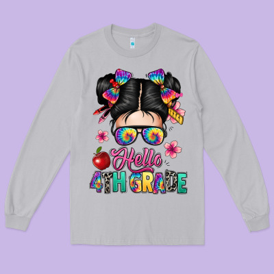 Hello Fourth Grade Long Sleeve Tee Designed By Texasbilliewilder