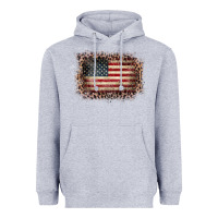 Heather Grey Old Leopard American Flag Frame Heavyweight Hoodie - Bettercallsaul