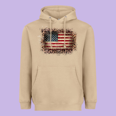 Old Leopard American Flag Frame Heavyweight Hoodie Designed By Bettercallsaul