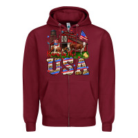 Burgundy Barn in the USA Zipper Hoodie - Neo Western