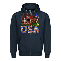 Navy Barn in the USA Zipper Hoodie - Neo Western