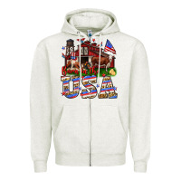 Oatmeal Heather Barn in the USA Zipper Hoodie - Neo Western