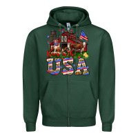 Sports Green Barn in the USA Zipper Hoodie - Neo Western