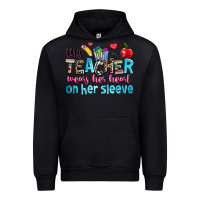 Black this teacher wears her her on her sleeve Urban Hoodie - NancyCooperArtShop