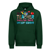 Forest Green this teacher wears her her on her sleeve Urban Hoodie - NancyCooperArtShop