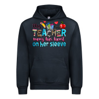 Navy this teacher wears her her on her sleeve Urban Hoodie - NancyCooperArtShop
