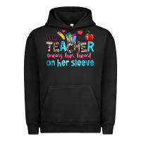 Pigment Black this teacher wears her her on her sleeve Urban Hoodie - NancyCooperArtShop