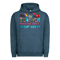 Pigment Midnight Navy this teacher wears her her on her sleeve Urban Hoodie - NancyCooperArtShop