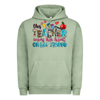 Pigment Oil Green this teacher wears her her on her sleeve Urban Hoodie - NancyCooperArtShop