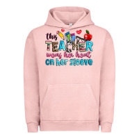 Pigment Salmon this teacher wears her her on her sleeve Urban Hoodie - NancyCooperArtShop