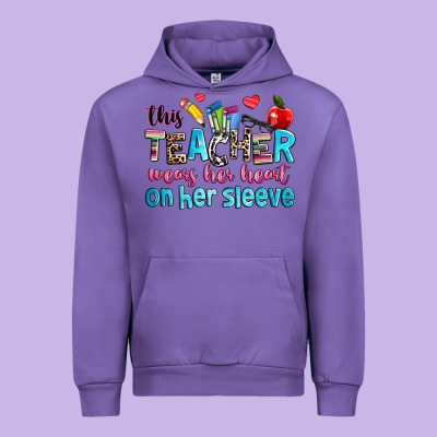 This Teacher Wears Her Her On Her Sleeve Urban Hoodie Designed By Nancycooperartshop