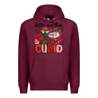 Burgundy better aim than cupid with dog and duck Premium Hoodie - MaliasSmallBusiness