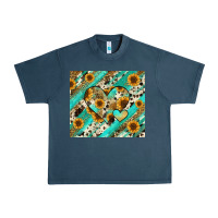 Midnight Navy leopard sunflower hearts Urban Heavy Tee - RanaPortraitStore