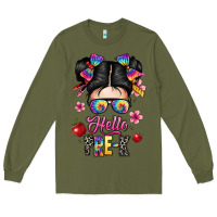 Army Green hello pre k Long Sleeve Tee - texasbilliewilder