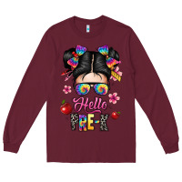 Burgundy hello pre k Long Sleeve Tee - texasbilliewilder
