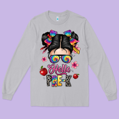 Hello Pre K Long Sleeve Tee Designed By Texasbilliewilder